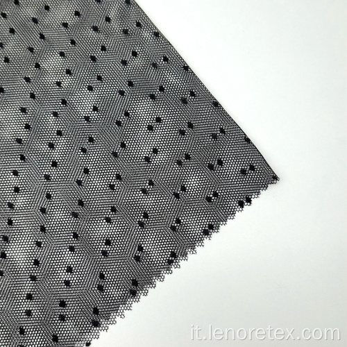 95% Nylon 5% Spandex Knit Nero Dot Tessuto a rete da ricamo